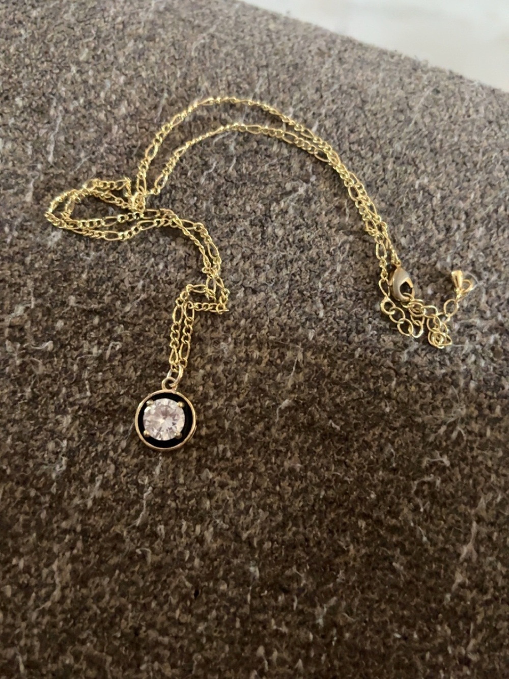 Gold-Plated Solitaire Pendant Necklace with Clear Crystal Accent